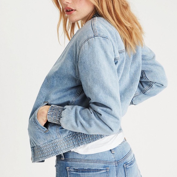 American Eagle // Fleece Lined Denim Bomber Jacker